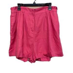 Neiman Marcus Pink 100% Linen High Waist Womens Large Shorts 3" Coastal Beach